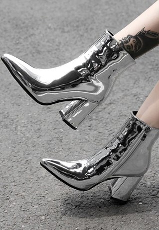 METALLIC POINTED ANKLE BOOTS