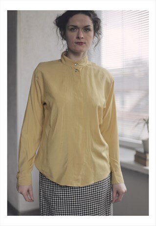 VINTAGE 80'S YELLOW LONG SLEEVED BLOUSE