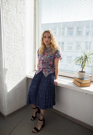 VINTAGE 70'S MULTICOLOUR FLORAL PRINT BOHEMIAN BLOUSE