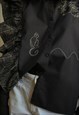 HAND EMBROIDERED COWBOY SHIRT WITH RUFFLES IN CHARCOAL GREY