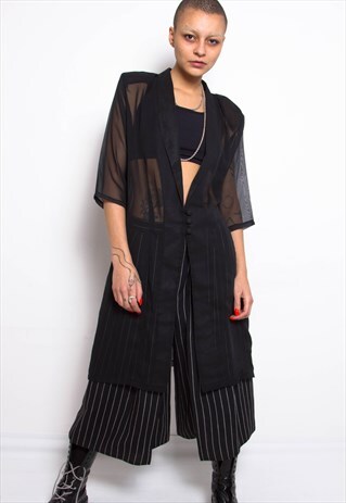VINTAGE 80S LONG CHIFFON JACKET ID:2066
