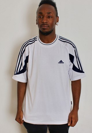 VINTAGE WHITE ADIDAS SPORTS T-SHIRT MEDIUM