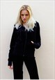  LONG SLEEVES COTTON BLEND VELOUR TRACKSUITS IN BLACK COLOR 