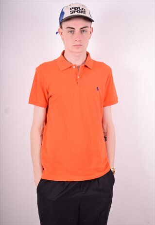 POLO RALPH LAUREN MENS VINTAGE POLO SHIRT MEDIUM ORANGE 90'S
