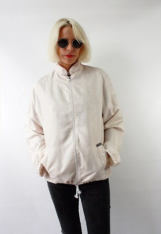 VINTAGE 90'S BEAUTIFUL UNISEX WHITE JACKET WITH ZIP