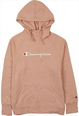 Vintage 90's Champion Hoodie Spellout Pullover Pink Large