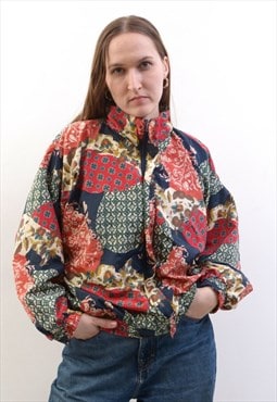 Vintage 90's Women M L Jumper Jacket Multi Flowers Pattern
