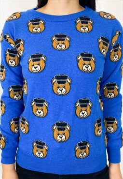 Vintage 90s Teddy bear blue jumper 