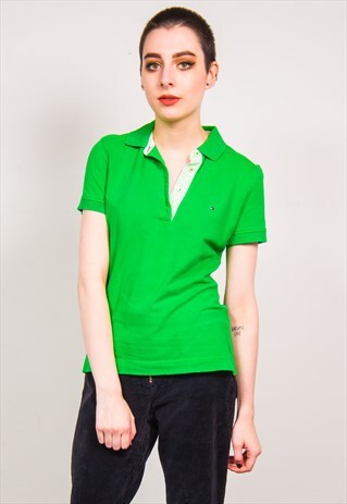 TOMMY HILFIGER VINTAGE 90'S GREEN SHORT SLEEVE POLO T-SHIRT