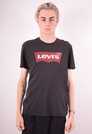 LEVI'S MENS VINTAGE T-SHIRT TOP MEDIUM BLACK 90S