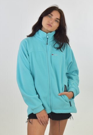 VINTAGE 90S LIGHT BLUE BERGHAUS ZIP UP FLEECE JACKET