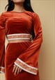 RUST VELVET BELL SLEEVE