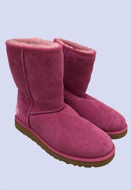 UGG Pink Breast Cancer Suede Sheepskin Lined Boots