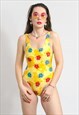 VINTAGE ONE PIECE SWIMSUIT IN YELLOW WITH FLORAL PATTERN
