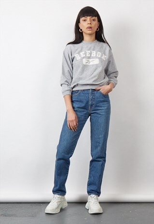 VINTAGE 90'S REEBOK CROP GREY SWEATSHIRT
