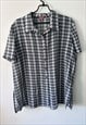 VINTAGE SEXLESS OVERSIZED PLAID SHORT SLEEVED SHIRT - L