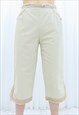 90S VINTAGE CREAM TASSEL TROUSERS & BLOUSE CO-ORD