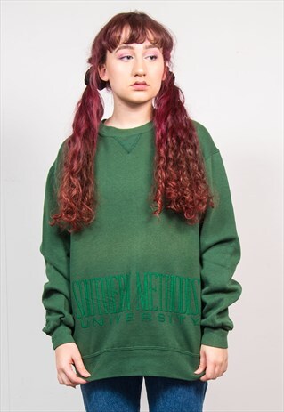 VINTAGE 90'S GREEN SOUTHERN METHODIST UNIVERSITY SWEATSHIRT