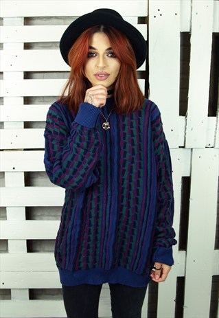 VINTAGE COSBY STYLE UNISEX KNITTED JUMPER