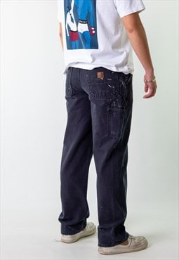 Navy Blue 90s Carhartt  Cargo Skater Trousers Pants Jeans