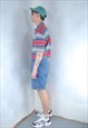 VINTAGE 90'S CARGO LIGHT BLUE FESTIVAL BAGGY DENIM SHORTS 
