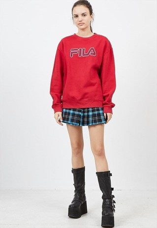 VINTAGE RED FILA CREW NECK PULLOVER SWEATSHIRT