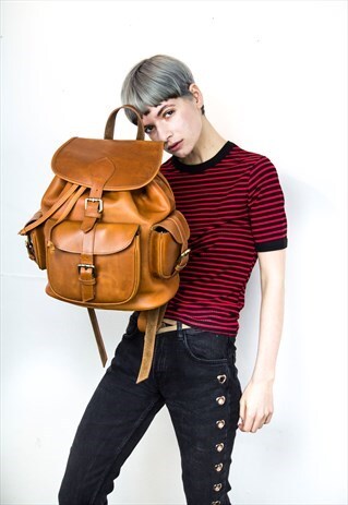 PREMIUM BROWN LEATHER CITY BACKPACK