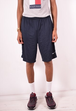 NIKE MENS VINTAGE SHORTS MEDIUM NAVY BLUE 90S