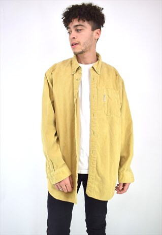 VINTAGE 90'S COLUMBIA MUSTARD BROWN CORDUROY SHIRT
