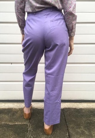 WOMENS VINTAGE 80S ADIDAS TROUSERS HIGH WAIST PURPLE CHINOS