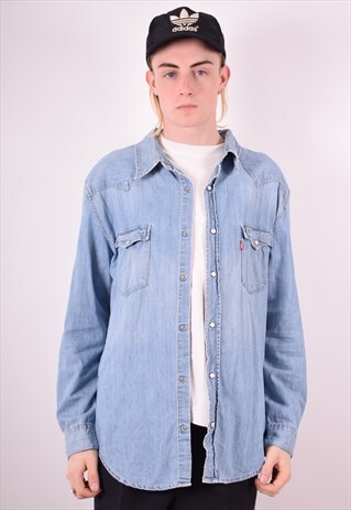 LEVI'S MENS VINTAGE DENIM SHIRT MEDIUM BLUE 90S