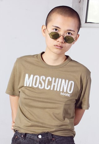 VINTAGE MOSCHINO MARE KHAKI BROWN TEE