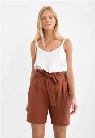 CORA LINEN SHORTS / HIGH WAISTED