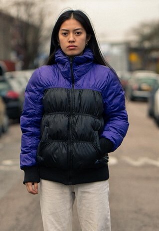 THE WARMEST ADIDAS TWO TONE PUFFER JACKET IN BLACK, PURPLE
