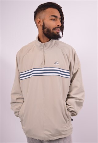 ADIDAS MENS VINTAGE PULLOVER TRACKSUIT TOP LARGE GREY 90S