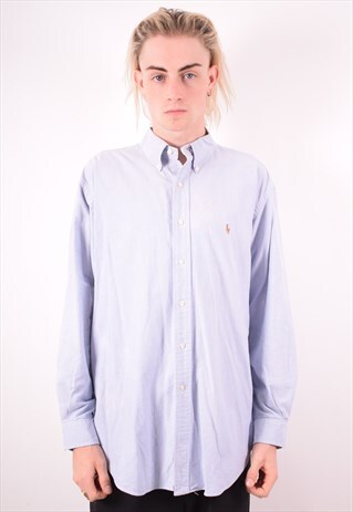 POLO RALPH LAUREN MENS VINTAGE SHIRT XL BLUE 90S