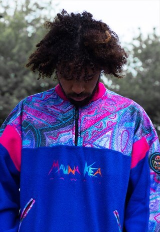 VINTAGE 90'S MAUNA KEA QUARTER ZIP FLEECE IN MULTI COLOUR