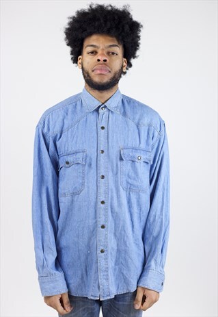 VINTAGE 90S LIGHT BLUE DEMIN SHIRT