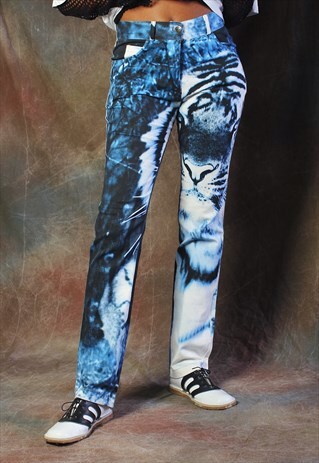 ROYAL BLUE TIGER Y2K FLARES