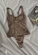 1990S VINTAGE LA PERLA XS/S 75B/34B KHAKI LACE LINGERIE BODY