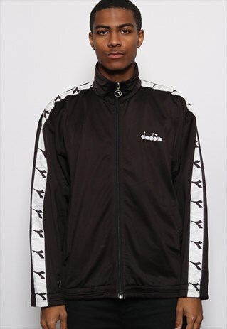 VINTAG DIADORA TAPE LOGO TRACK JACKET BLACK