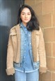 VTG 70s Beige Borg Short Suede Sheepskin Winter Jacket