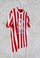 VINTAGE STRIPED OVERSIZED T-SHIRT RED CREAM USA LARGE