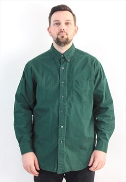 Men Casual L Shirt Long Sleeve Formal Button Up Green Top 