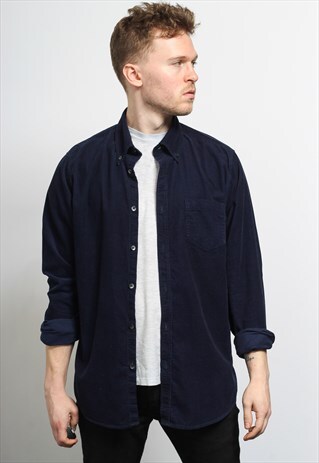 VINTAGE CORDUROY CORD SHIRT BLUE