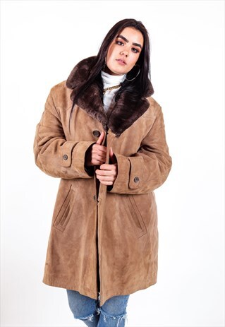 VINTAGE FAUX FUR LINED SUEDE JACKET J3250