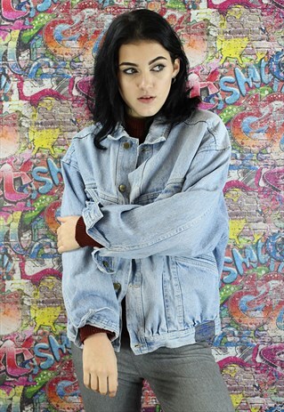 VINTAGE 80S LIGHT BLUE WRANGLER DENIM JACKET. UNISEX