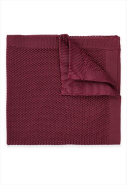 Polyester Knitted Pocket Square In Wine Red