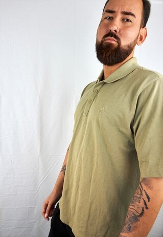 VINTAGE LIGHT OLIVE GREEN ADIDAS POLO