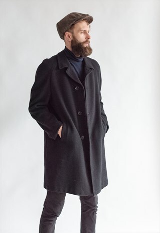 VINTAGE 60S CLASSIC WOOL COAT IN BLACK